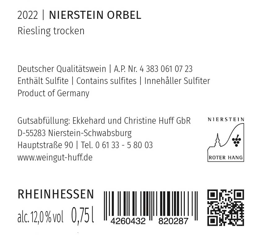 2022 Orbel Riesling trocken Nr.2228 - 94 Punkte bei jamessuckling.com