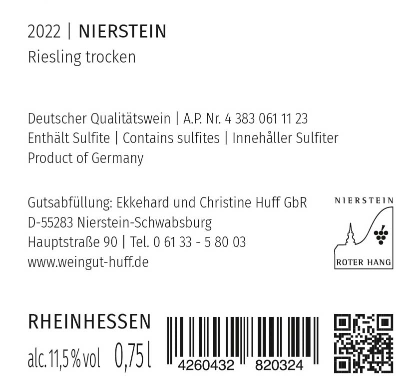 2022 Nierstein Riesling 'vom Rotliegenden' trocken Nr.2232 - 93 Punkte bei jamessuckling.com