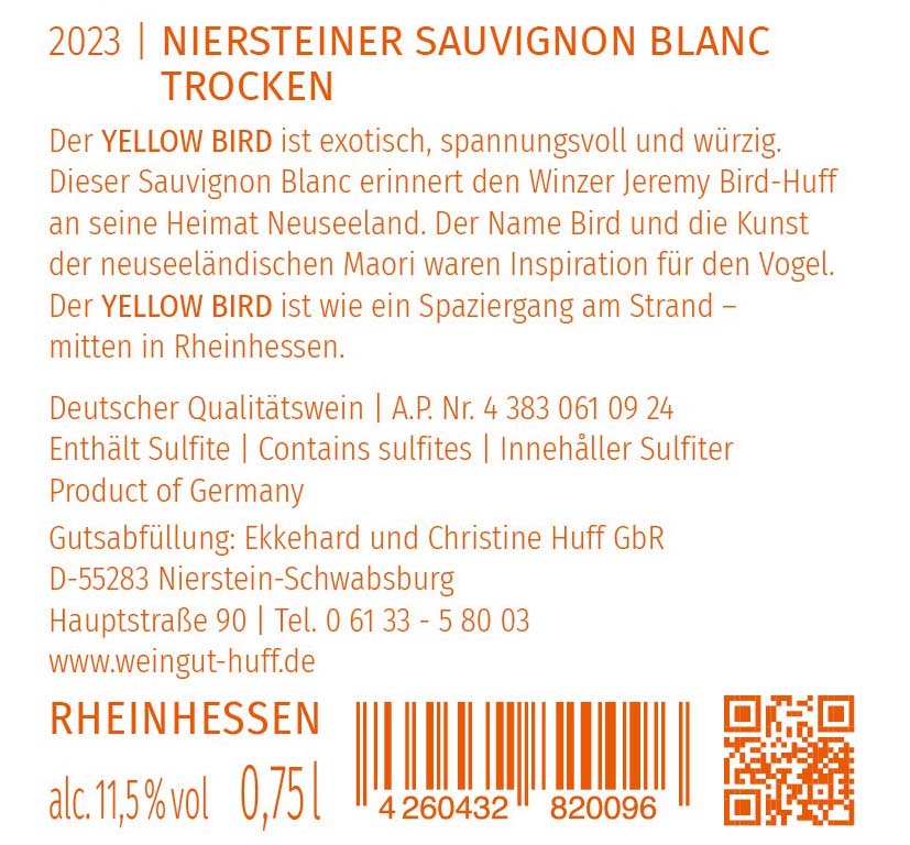 2023 YELLOW BIRD Sauvignon Blanc trocken Nr.2309