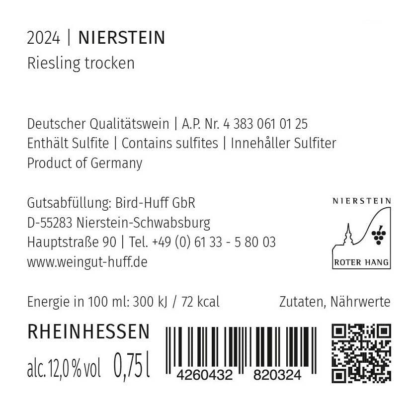 2024 Nierstein Riesling 'vom Rotliegenden' trocken Nr.2432