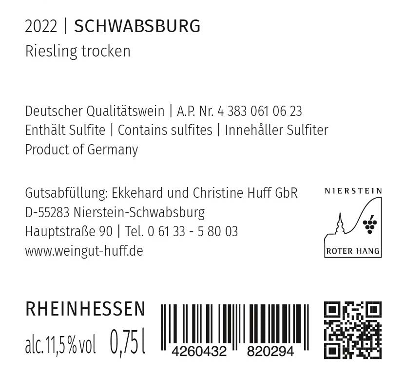 2022 Schwabsburg Riesling trocken Nr.2229 - 92 Punkte bei jamessuckling.com