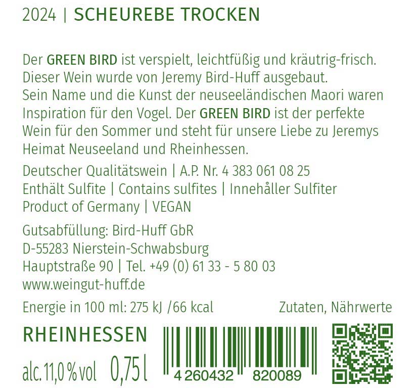 2024 GREEN BIRD Scheurebe trocken - aromatisch und kräutrig